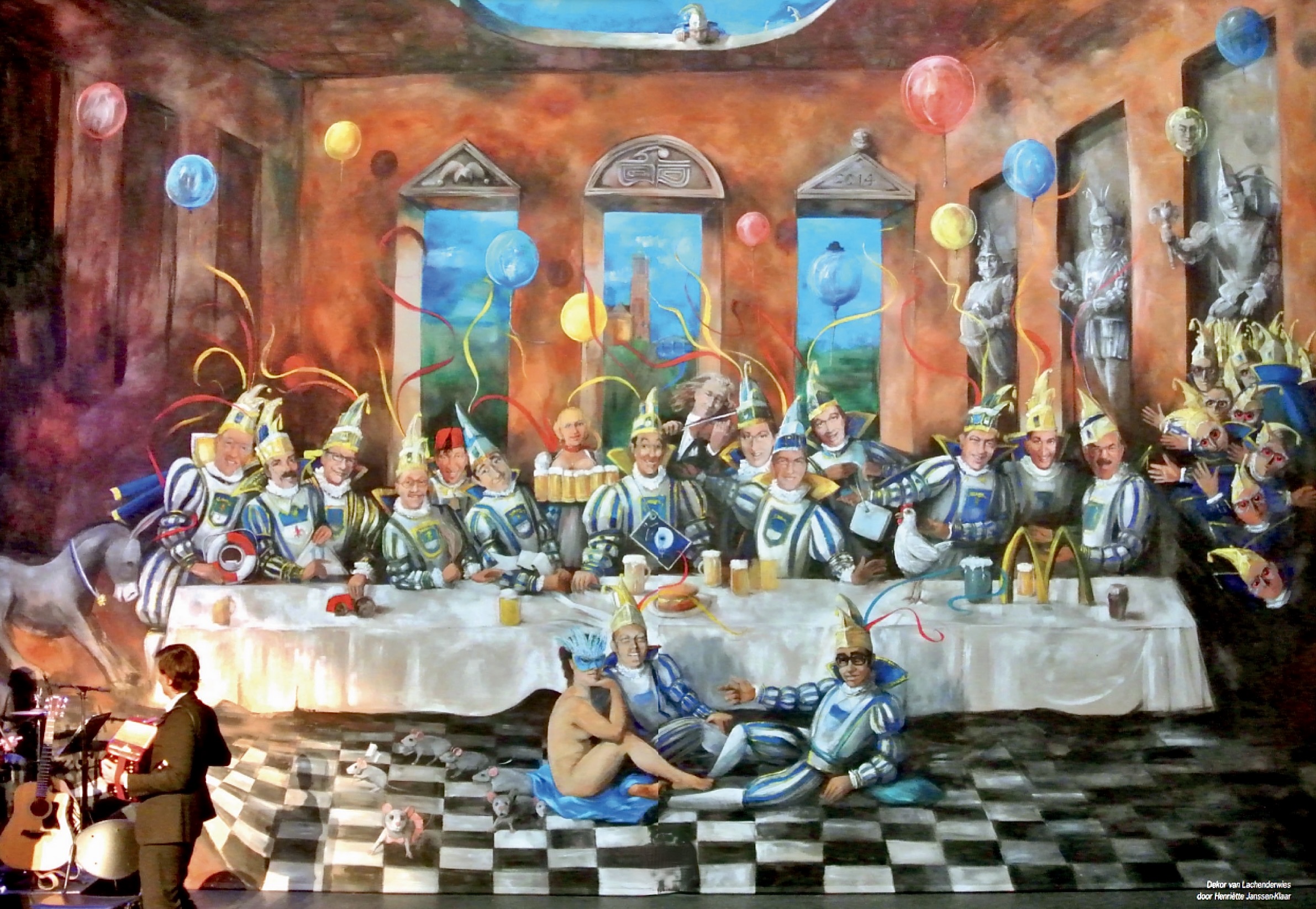 Kunstwerk met prinsen en een feestelijke bijeenkomst