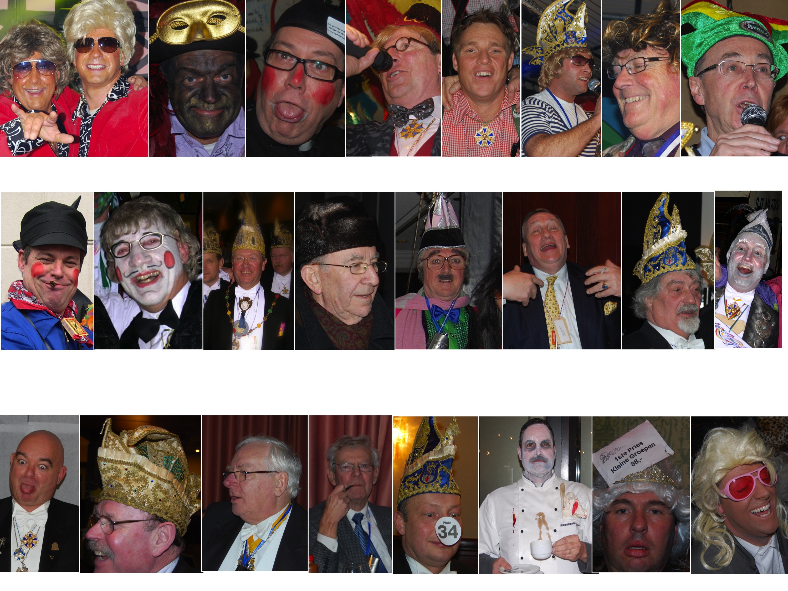 Fotocollage met oud-prinsen tijdens de vastelaovend